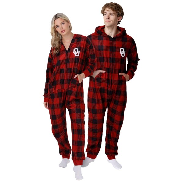 Oklahoma Sooners NCAA Plaid One Piece Pajamas For Cheap