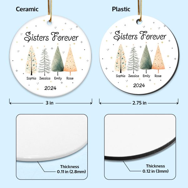 Sisters Besties Cute Christmas Tree Personalized Ceramic Ornament on Sale - Image 3