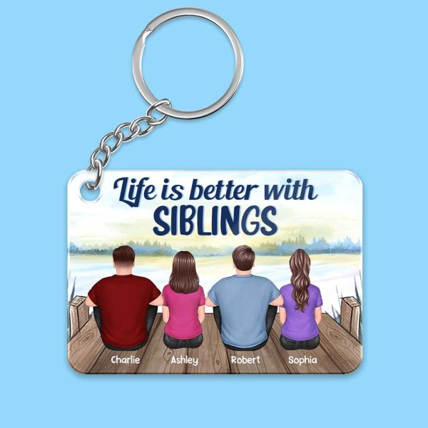 Life Is Better With Sisters Brothers Besties Siblings Lake View Personalized Acrylic Keychain Online