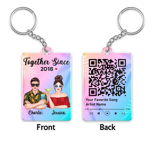 Couple Realistic Crossed Arms Summer Favorite Song Scannable QR Code Personalized Acrylic Keychain For Discount